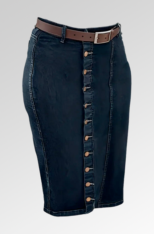 Falda Larga De Jean Con Botones