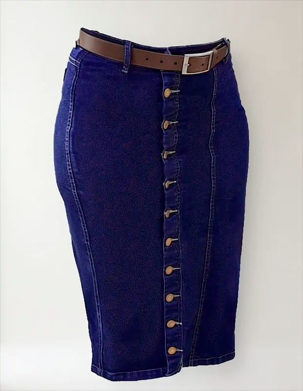 Falda Larga De Jean Con Botones